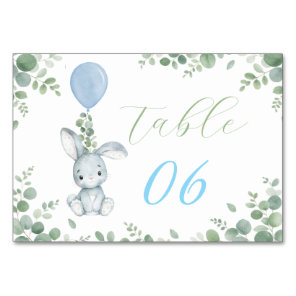 Little Bunny Eucalyptus Watercolor Baby Boy Shower Table Number