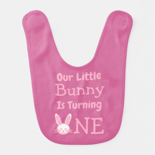 Little Bunny First Birthday Baby Bib (Front)