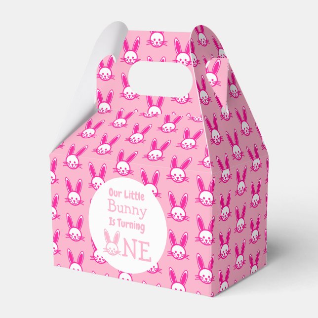 Little Bunny First Birthday Favor Boxes (Front Side)