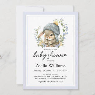 Little Bunny Floral Baby Shower Invitation