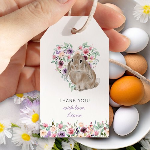 Little Bunny Floral Love Heart Thank You Gift Tags