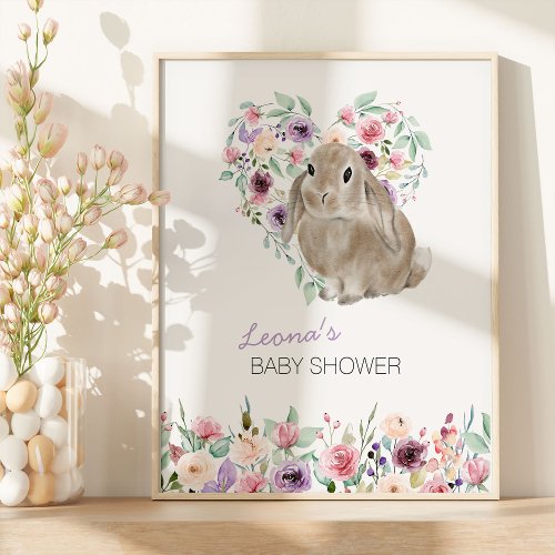 Little Bunny Floral Love Heart Welcome Poster