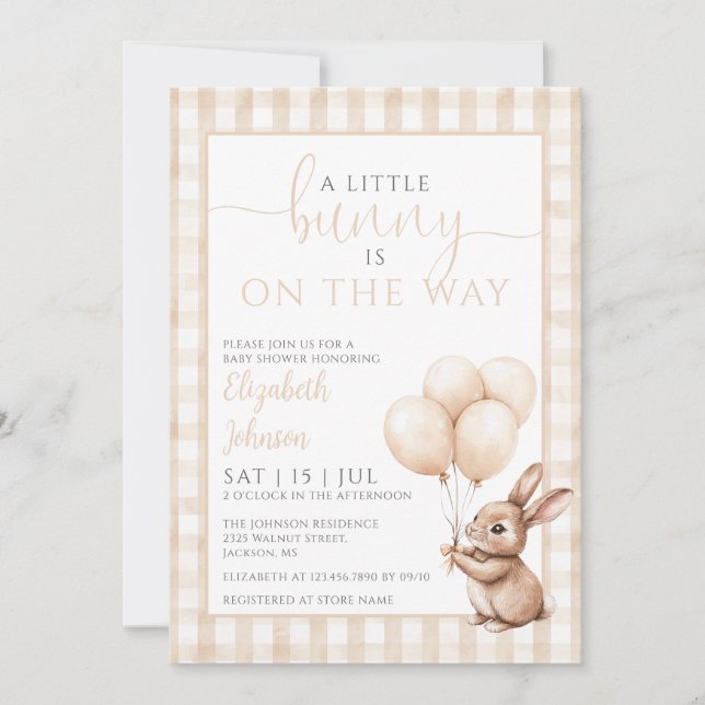 Little Bunny Gender Neutral Baby Shower All In One Invitation (Front)