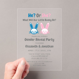 Little Bunny Gender Reveal Acrylic Invitations