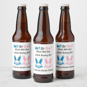 Little Bunny Gender Reveal Beer Bottle Label