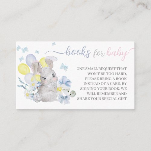 Little bunny gender reveal books for baby enclosure card