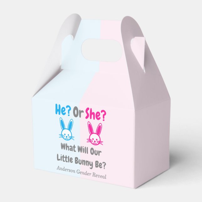 Little Bunny Gender Reveal Favor Boxes (Front Side)