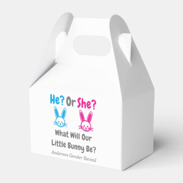 Little Bunny Gender Reveal Favor Boxes (Front Side)