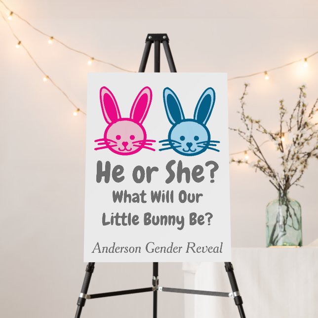 Little Bunny Gender Reveal Foam Board (In Situ (Stand))