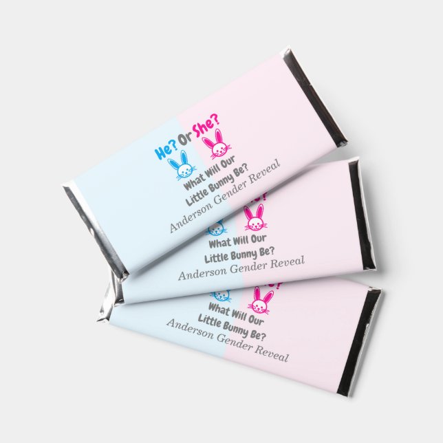 Little Bunny Gender Reveal Hershey Bar Favors (Front)