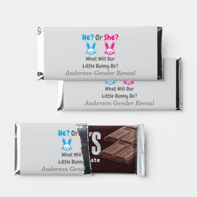 Little Bunny Gender Reveal Hershey Bar Favors (Front)
