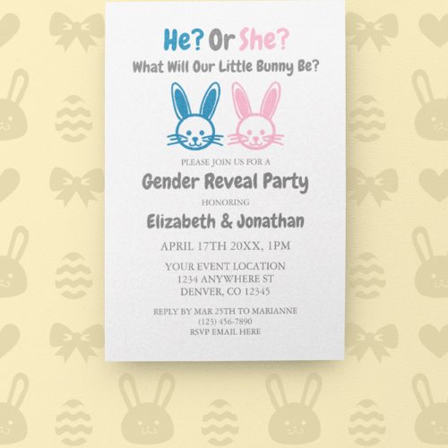 Little Bunny Gender Reveal Invitation