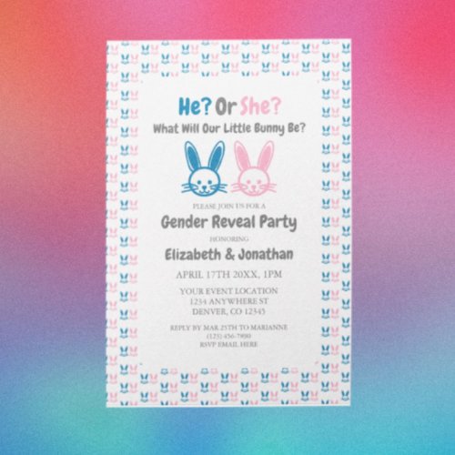 Little Bunny Gender Reveal Invitation