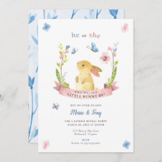 Little Bunny Gender Reveal Invitation, He Or She Invitation at Zazzle