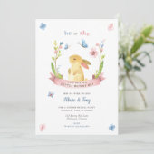 Little Bunny Gender Reveal Invitation, He or She Invitation (Standing Front)