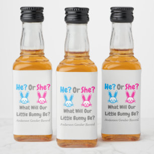 Little Bunny Gender Reveal Liquor Bottle Label