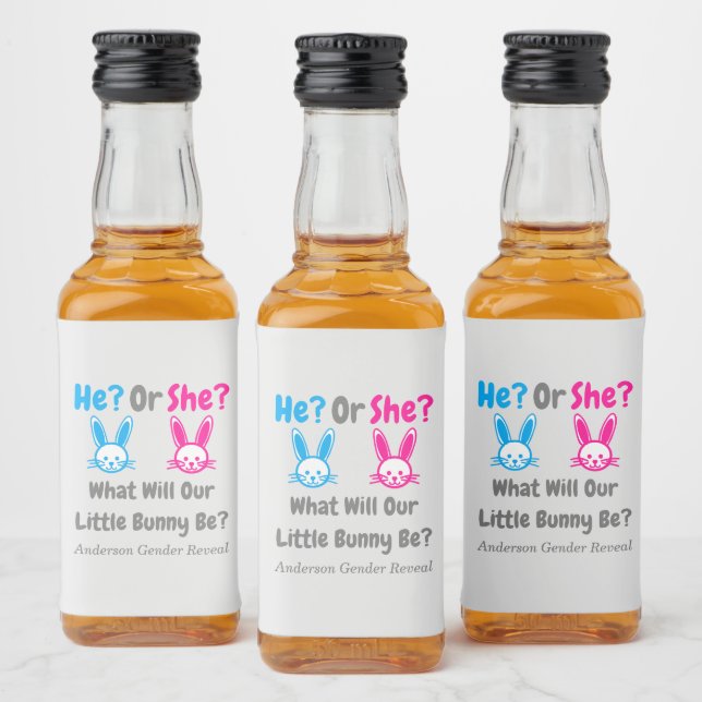 Little Bunny Gender Reveal Liquor Bottle Label (Bottles)