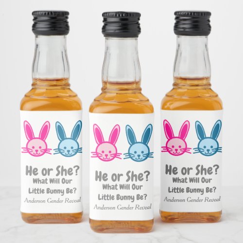 Little Bunny Gender Reveal Liquor Bottle Label