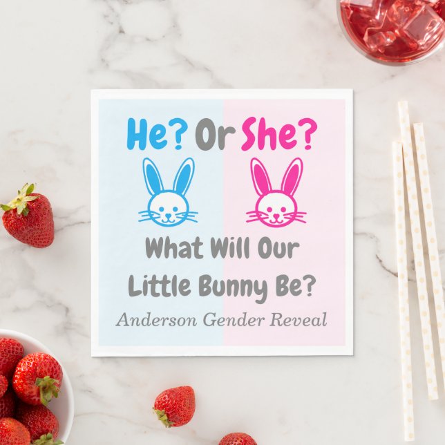Little Bunny Gender Reveal Napkins (Insitu)