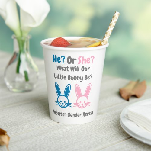 Little Bunny Gender Reveal Paper Cups