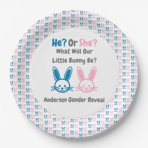 Little Bunny Gender Reveal Paper Plates