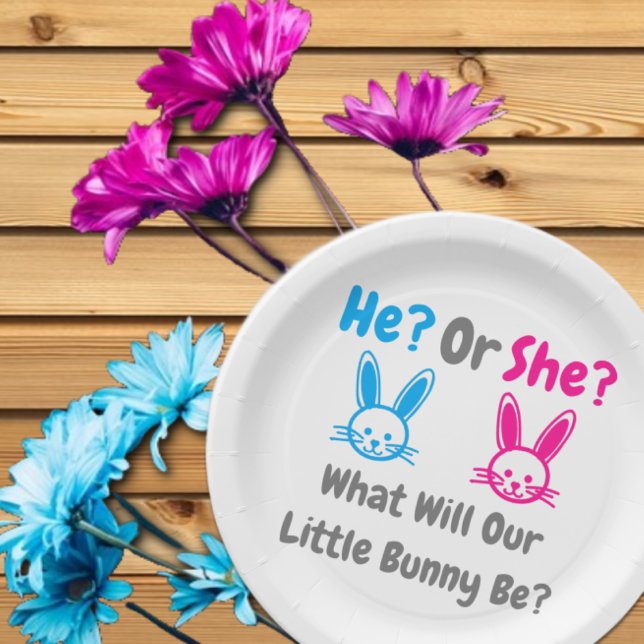 Little Bunny Gender Reveal Paper Plates (Creator Uploaded)
