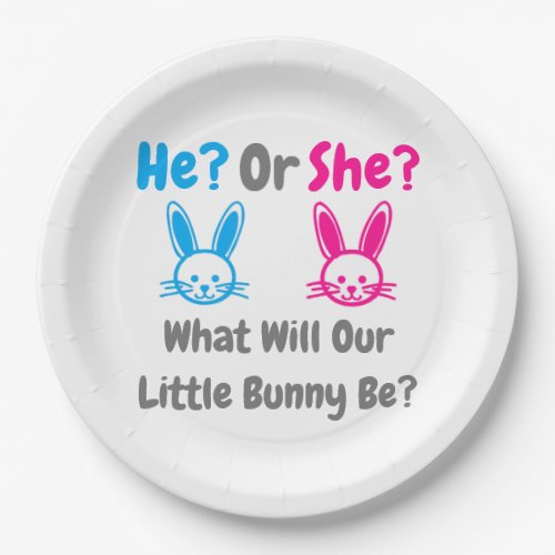 Little Bunny Gender Reveal Paper Plates