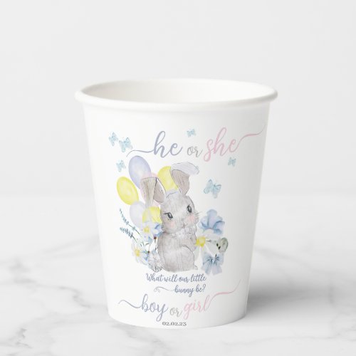 Little bunny gender reveal party cup paper cups