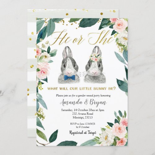Little Bunny Gender Reveal party Invitation