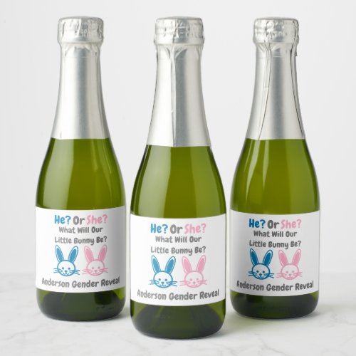 Little Bunny Gender Reveal Sparkling Wine Label