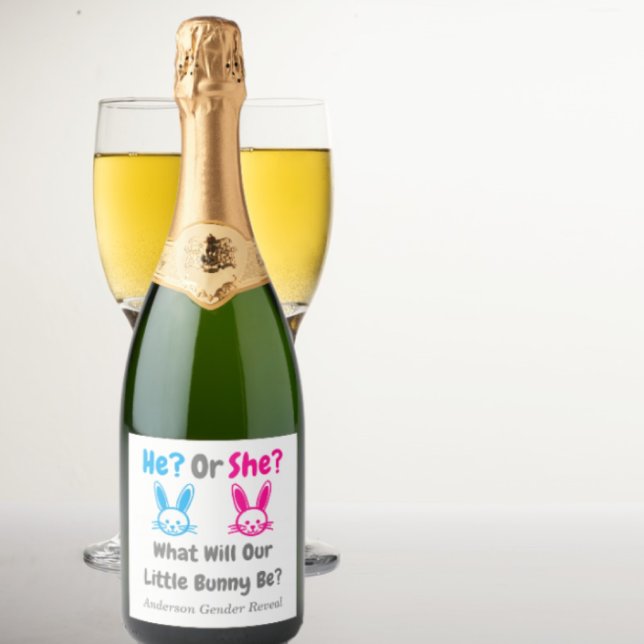 Little Bunny Gender Reveal Sparkling Wine Label (Creator Uploaded)