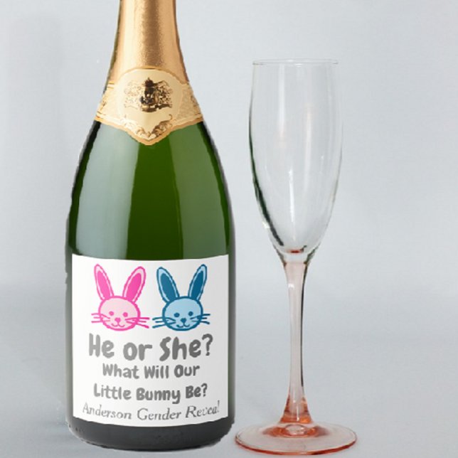 Little Bunny Gender Reveal Sparkling Wine Label (Creator Uploaded)