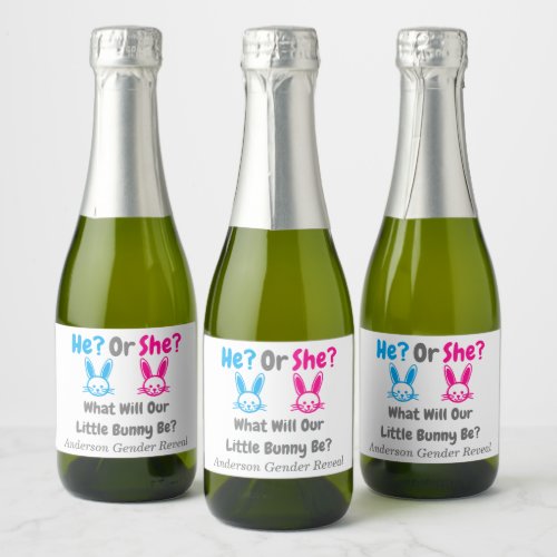 Little Bunny Gender Reveal Sparkling Wine Label