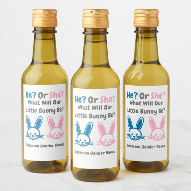 Little Bunny Gender Reveal Wine Label (Bottles)