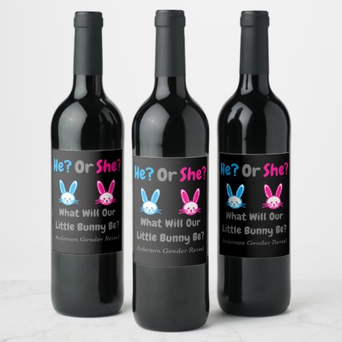 Little Bunny Gender Reveal Wine Label