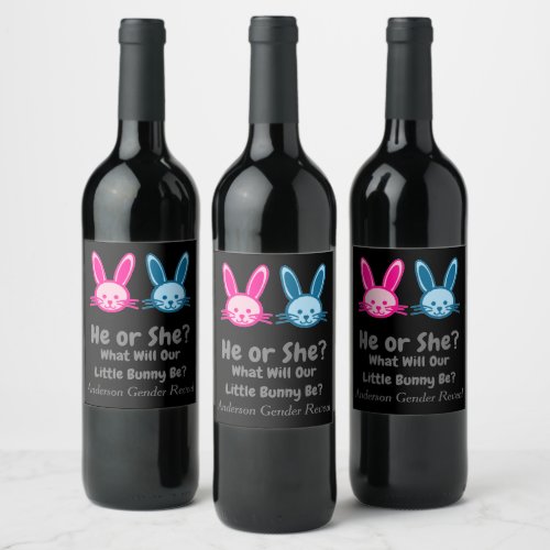 Little Bunny Gender Reveal Wine Label