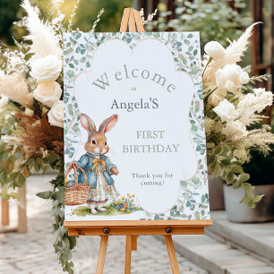 Little Bunny Girl 1st Birthday Party Welcome Foam Board