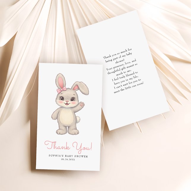 Little Bunny Girl Baby Shower Budget Thank You Note Card (Creator Uploaded)