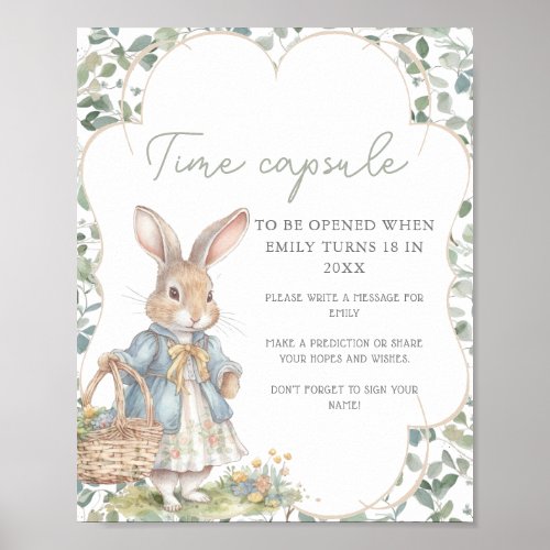 Little Bunny Girls First Birthday Time Capsule Poster