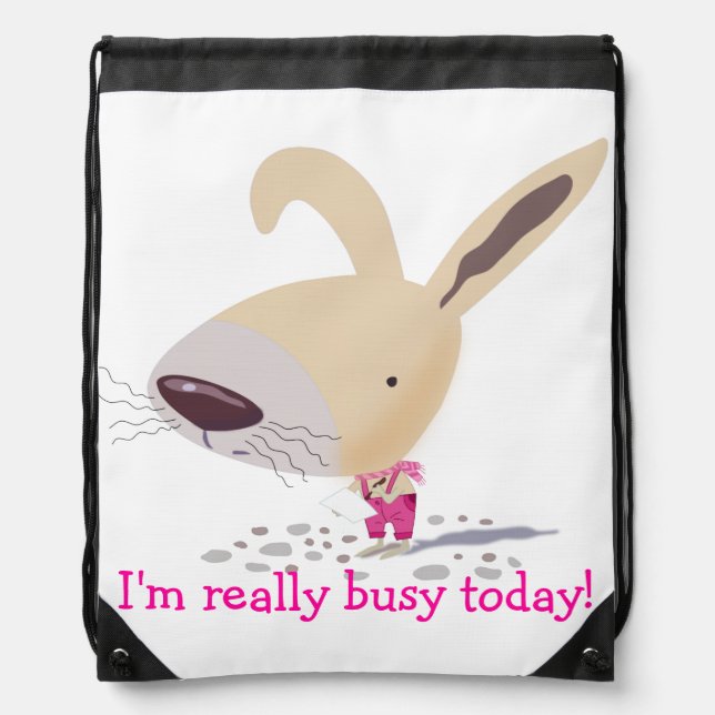 Little Bunny In Pink Custom Drawstring Backpack (Front)
