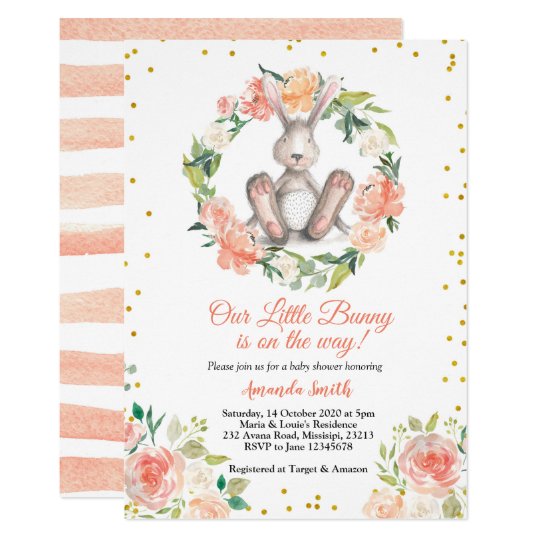 Little Bunny Is On The Way Easter Baby Shower Invitation Little Bunny Is On The Way Easter Baby Shower Invitation