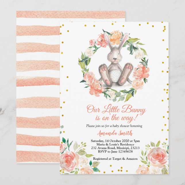 Little Bunny is on the way Easter Baby Shower Invitation (Front/Back)