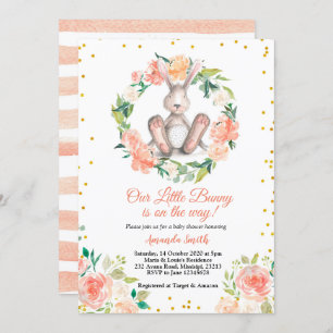 Little Bunny is on the way Easter Baby Shower Invitation