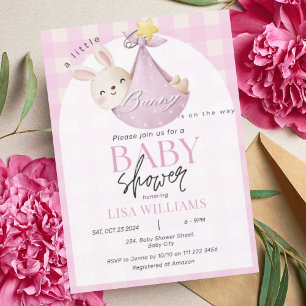 Little Bunny is On The Way Girl Easter Baby Shower Invitation