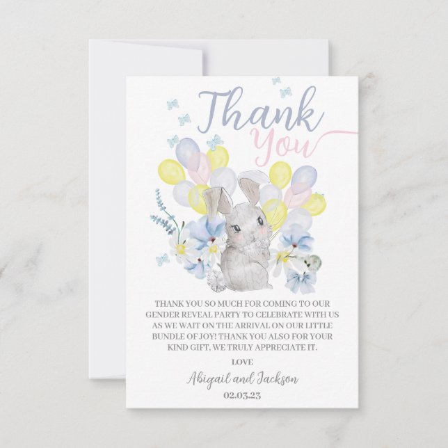 Little bunny is on the way thank you card. card (Front)