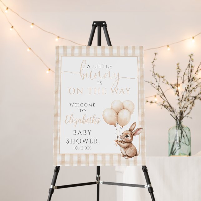 Little Bunny Neutral Baby Shower Welcome Sign (In Situ (Stand))