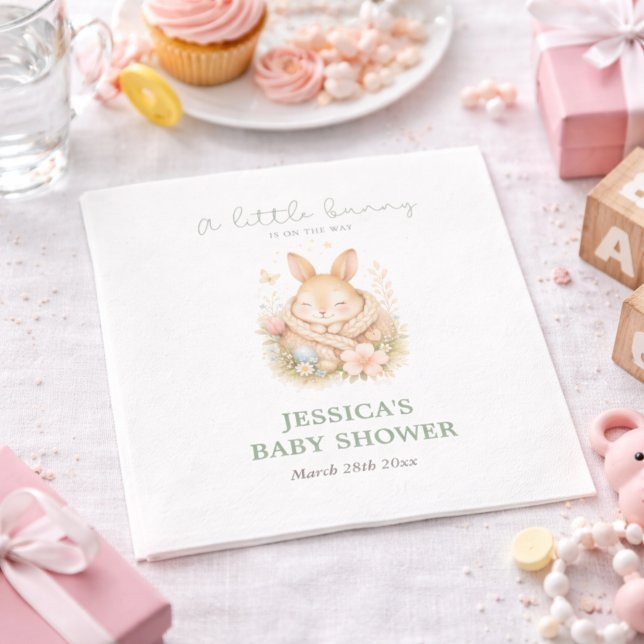 Little Bunny on Its Way Neutral Baby Shower  Napkins (Creator Uploaded)