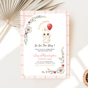 Little Bunny on the Way Floral Baby Shower Invitation