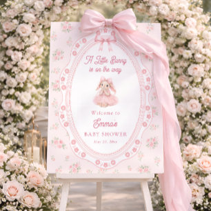 Little Bunny On The Way Girl Baby Shower Welcome Foam Board