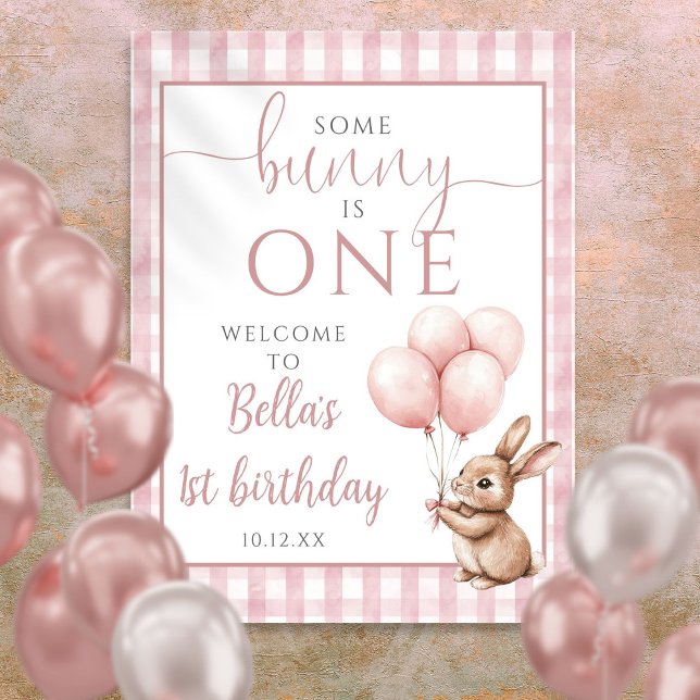 Little Bunny Pink 1st Birthday Welcome Sign (Little Bunny Pink 1st Birthday Welcome Sign)